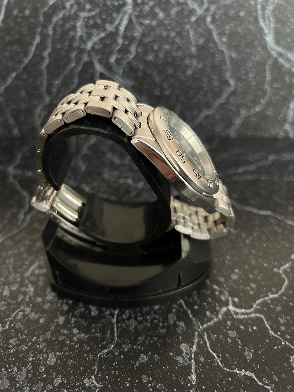Men’s Stainless Steel Watch with Black Dial